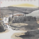 张哲珠(中国美协)国画山水画 斗方《秋韵4》
