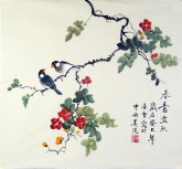 （已售）凌雪（中央美院）三尺斗方 国画写意工笔花鸟画《春意盎然》
