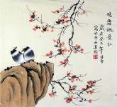 （已售）凌雪（中央美院）国画三尺斗方 写意工笔花鸟画《晓霜枫叶红》1