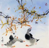 （已售）武文博（刘存惠弟子） 国画写意花鸟画 小尺寸小品《鸭子》