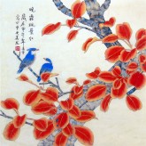 （已售）凌雪（中央美院）四尺斗方 国画花鸟画《晓霜枫叶红》