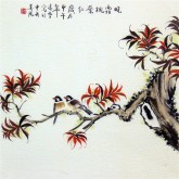 凌雪（中央美院）四尺斗方 国画花鸟画《晓霜枫叶红》1－61