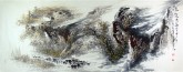 王杰（山东美协）国画山水画 小六尺横幅《高山鸣泉图》