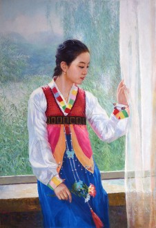 （已售）朝鲜油画 李镇(一级画家）80*115cm 布面油画 舞蹈12
