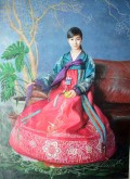 （已售）朝鲜油画 金光镇(一级画家）146*107cm 布面油画 青春3
