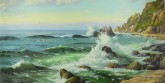 （已售）朝鲜油画 赵正范（一级画家）110*212cm 布面油画 大海2