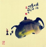 【询价】肖映梅(中国美协)国画花鸟画 小品斗方 茶壶7y