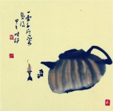 【询价】肖映梅(中国美协)国画花鸟画 小品斗方 茶壶9y