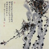 （已售）薛大庸（一级美术师）国画动物松鼠画 四尺斗方《玲珑乖巧眼闪光》