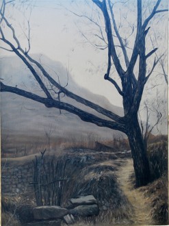 （已售）张立志 布面油画 创作作品60*80cm 树 风景画 村庄