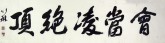 颜以琳（中国书协会员）国画书法 四尺对开《会当凌绝顶》行书
