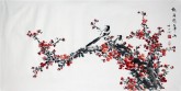 白洋 国画写意花鸟 三尺横幅《报春图》红梅花