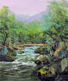 （已售）刘倩 布面油画 创作作品《小溪》50*60cm 风景画