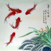 凌雪（中央美院）四尺斗方 国画鲤鱼《年年有余》2－18