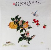 凌雪（中央美院）国画三尺斗方 写意工笔花鸟画 玉米《收获图》3-31