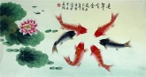 凌雪 三尺横幅 国画花鸟画《连年有余》鲤鱼荷花7－17