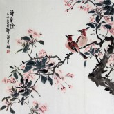 王海香（山东美协会员）四尺斗方 国画花鸟画《醉华阴》