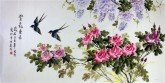 （已售）凌雪 四尺横幅 国画花鸟画《紫气东来》2－4月季紫藤