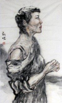 刘珺（中国美协会员）国画人物画84*50cm