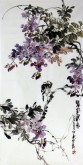 （已售）石云轩 国画写意花鸟画 三尺竖幅《紫气东来》紫藤