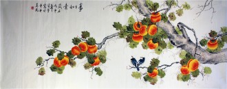 凌雪 小六尺国画柿子 花鸟画《事事如意》10－6