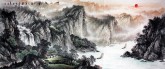（预定）墨宇（周卡）小八尺 国画聚宝盆山水画《峡江帆影》