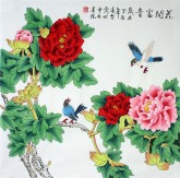 （已售）凌雪 四尺斗方 国画工笔牡丹花鸟画《花开富贵》18－27