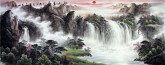 （预定）墨宇（周卡）国画聚宝盆山水画 小六尺横幅 1.8米《旭日东升》