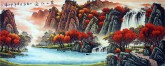 （预定）墨宇（周卡）国画聚宝盆山水画 小六尺横幅 1.8米《万山红遍》