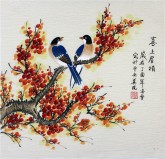 （已售）凌雪 三尺斗方 国画写意花鸟画《喜上眉梢》9-7红梅喜鹊