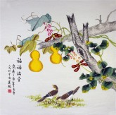 （已售）凌雪 四尺斗方 国画工笔画《福禄满堂》葫芦9－22