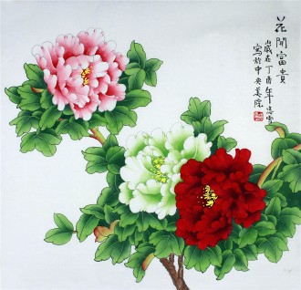 （已售）凌雪 四尺斗方 国画工笔画《花开富贵》牡丹9－15