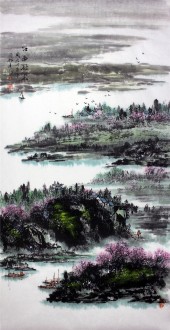 杨秀亮（吉林省美协） 国画山水画 精品四尺竖幅《江南诗意》
