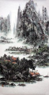 杨秀亮（吉林省美协）国画山水画 精品四尺竖幅《云峰耸翠》