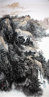 李尤（北京美协）国画山水画 四尺竖幅《山水画》