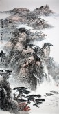 李尤（北京美协）国画山水画 四尺竖幅《幽谷流泉》