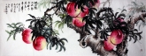 （已售）石云轩 国画写意花鸟画 小六尺横幅《瑶池仙品世稀有 相见得寿三千年》寿桃15-2